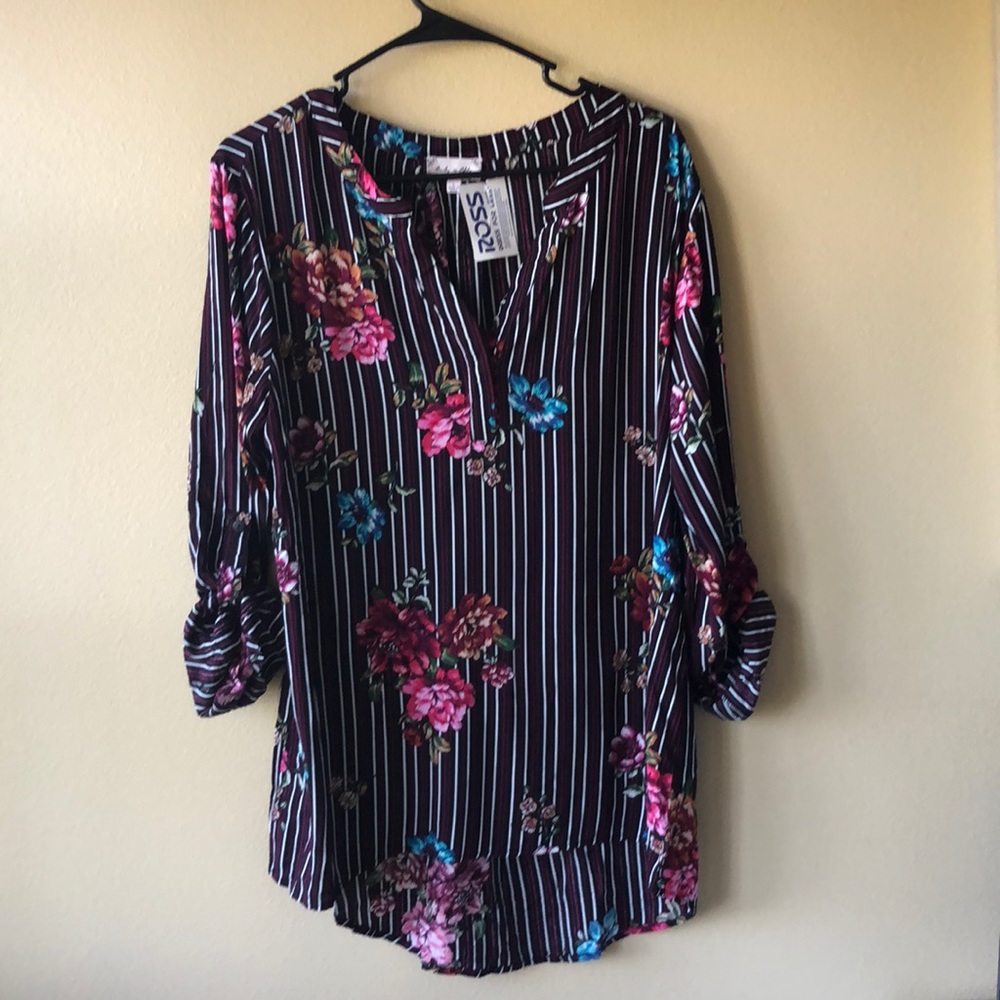 Striped Floral Blouse